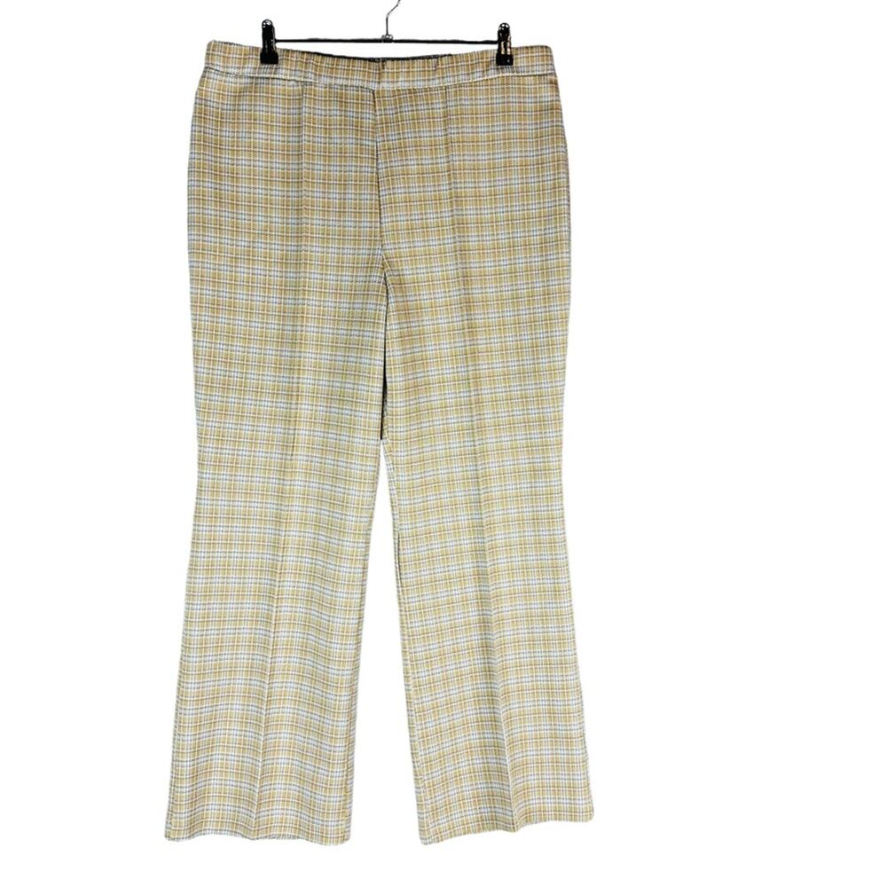 Lucky Britches Womans 14/16 Pants‎ Pull On Tan White Plaid Vintage Comfort Waist